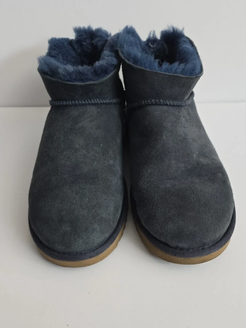UGG Classic Ultra Mini Boots Navy Blue Suede Shearling Women's Size 11